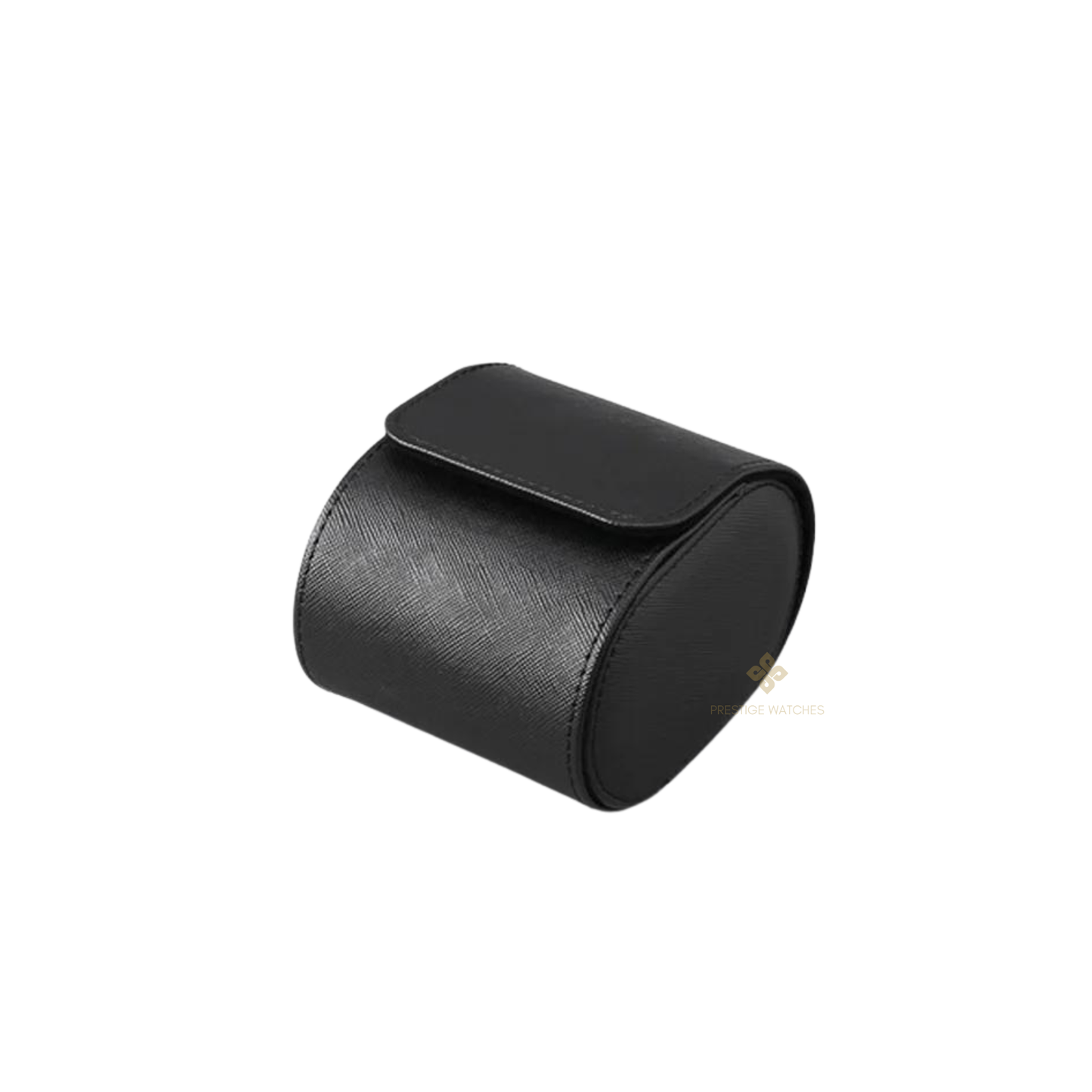 Watch Travel Case (Black). A black leather watch travel case is shown in a studio shot against a white background.