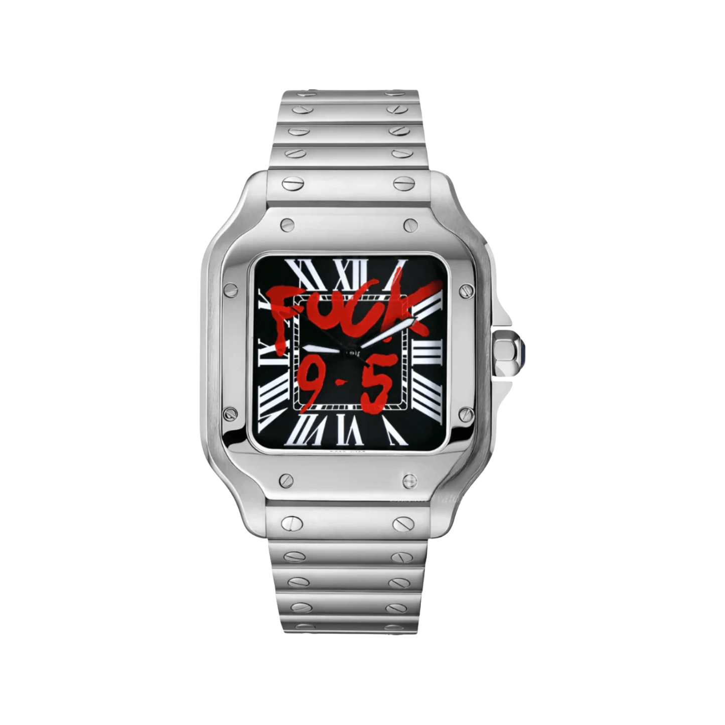 Santos (Office Steel) Seiko NH35 automatic mod watch. A dial watch with a bezel and a steel bracelet, shown in a full product shot.
